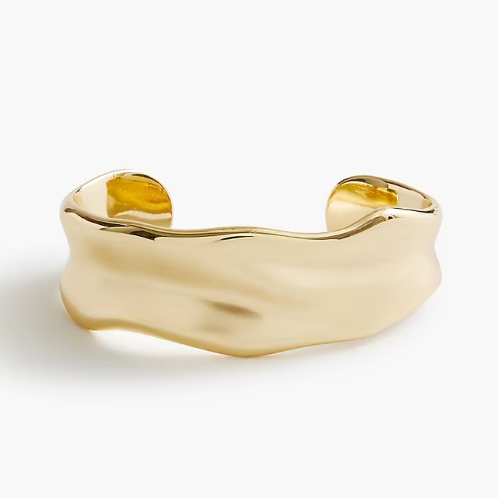 J.Crew Molded Metal Wide Cuff Bracelet, Gold